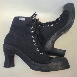 Vtg 90's NYLA Black Canvas High Top Sneaker Heels (10) Whimsigoth Nostalgia